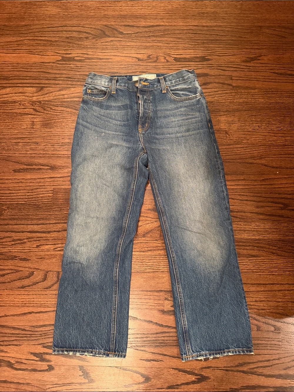 The GREAT. Wayne Jeans. Classic Straight-Leg Cropped Blue Jeans